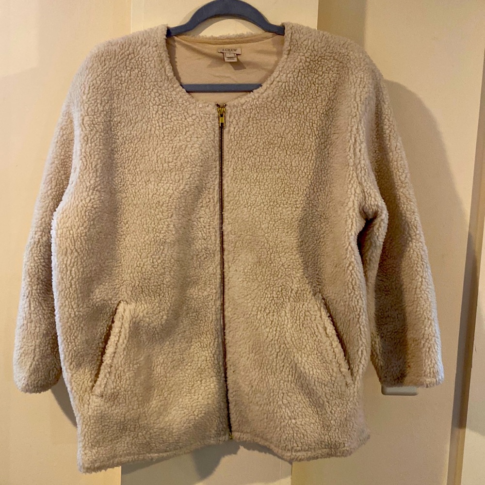 JCREW Fuzzy zip up sweatshirt 🐑🐑🐑🤍🤍